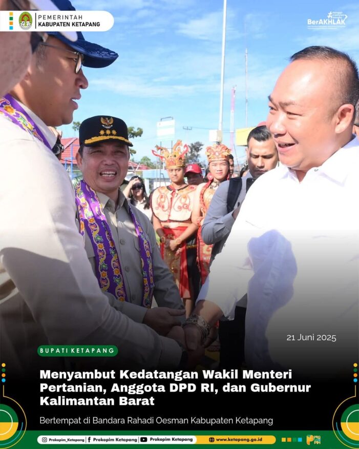 Bupati Dan Wabup Ketapang Sambut Kedatangan Wamen Pertanian dan Gubernur Kalbar